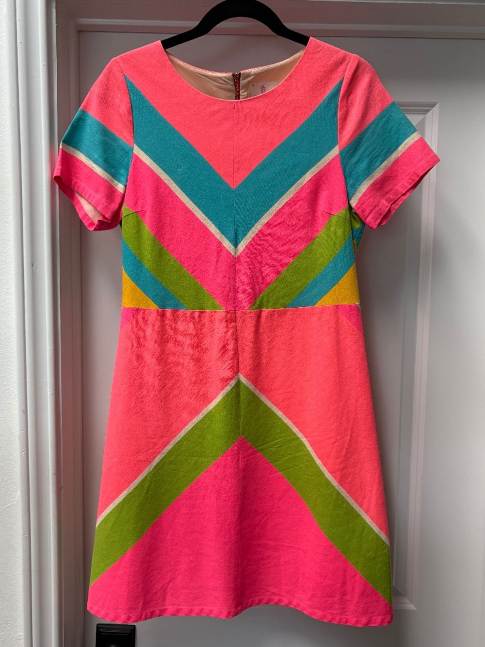 Julie Brown NYC Neon Chevron Colorblock Shift Mini Dress - Size 6